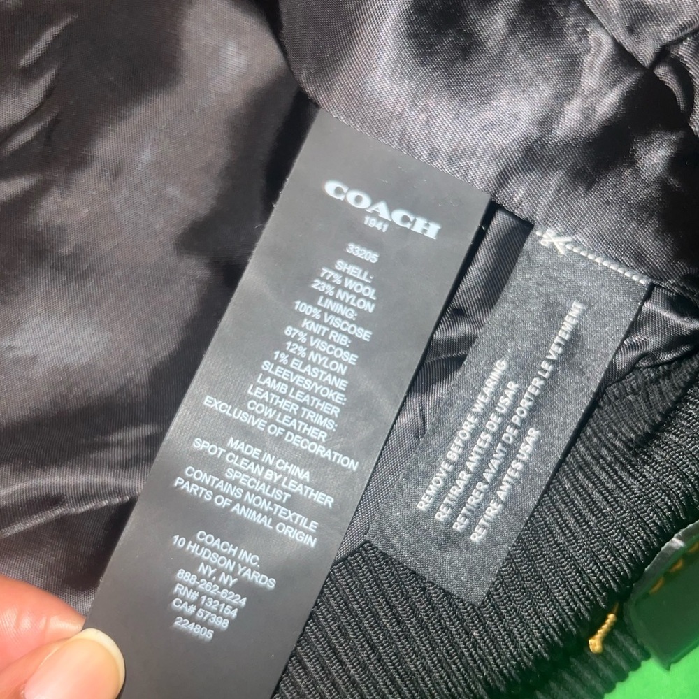 NWT Disney x Coach 10% Leather Black Varsity Jacket size 8 - Picture 14 of 17